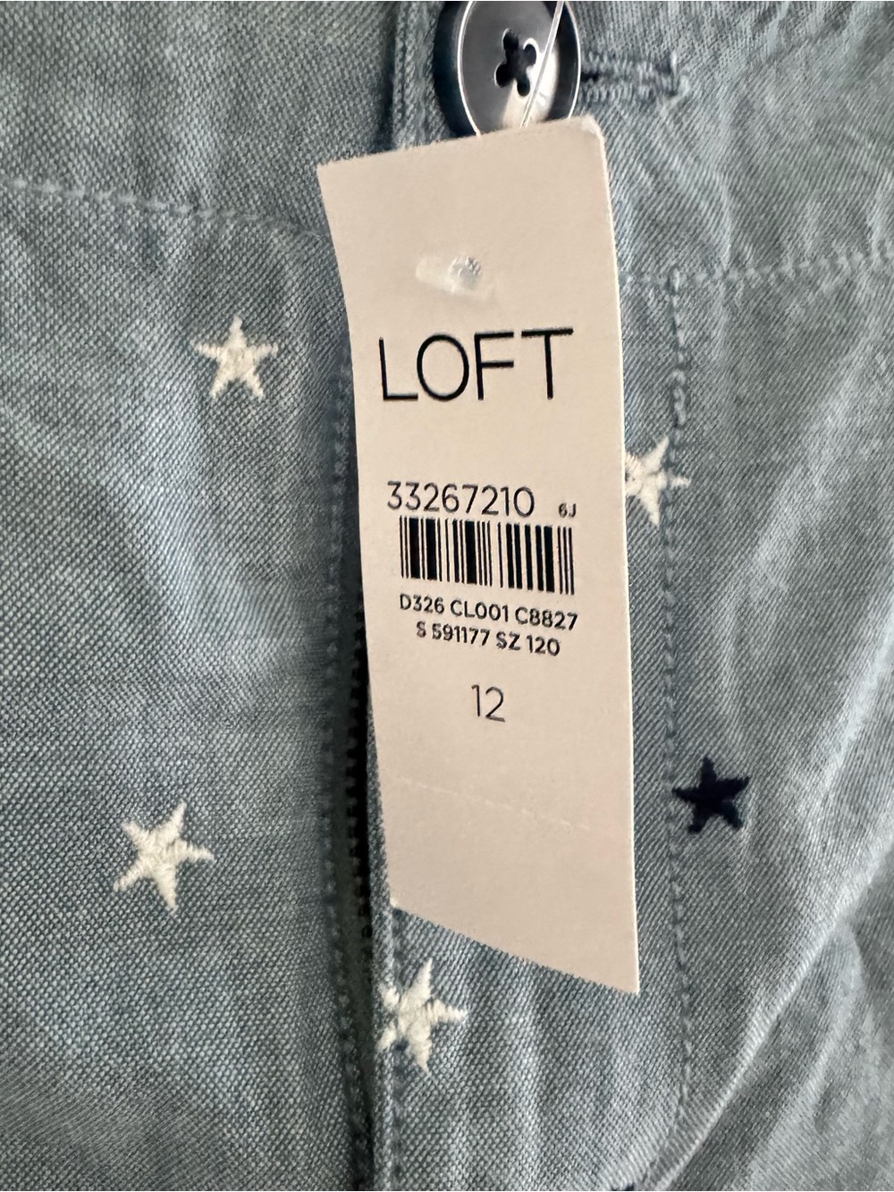 LOFT Light Blue Star Embroidered Bermuda Shorts - Picture 3 of 5